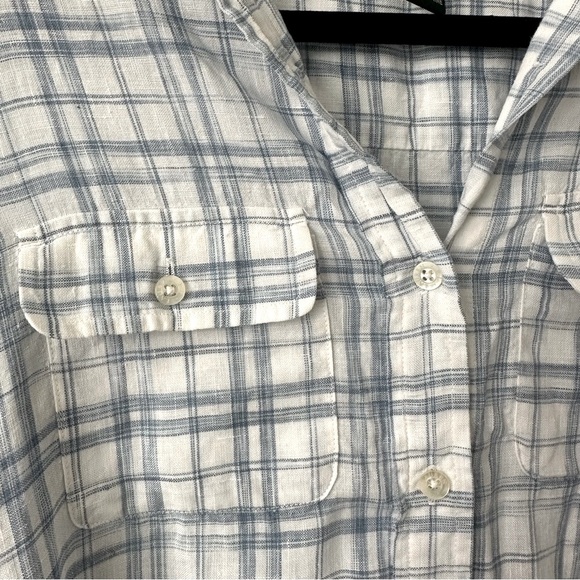 Ralph Lauren Blue and White Plaid Linen Button Down Shirt - Picture 6 of 8